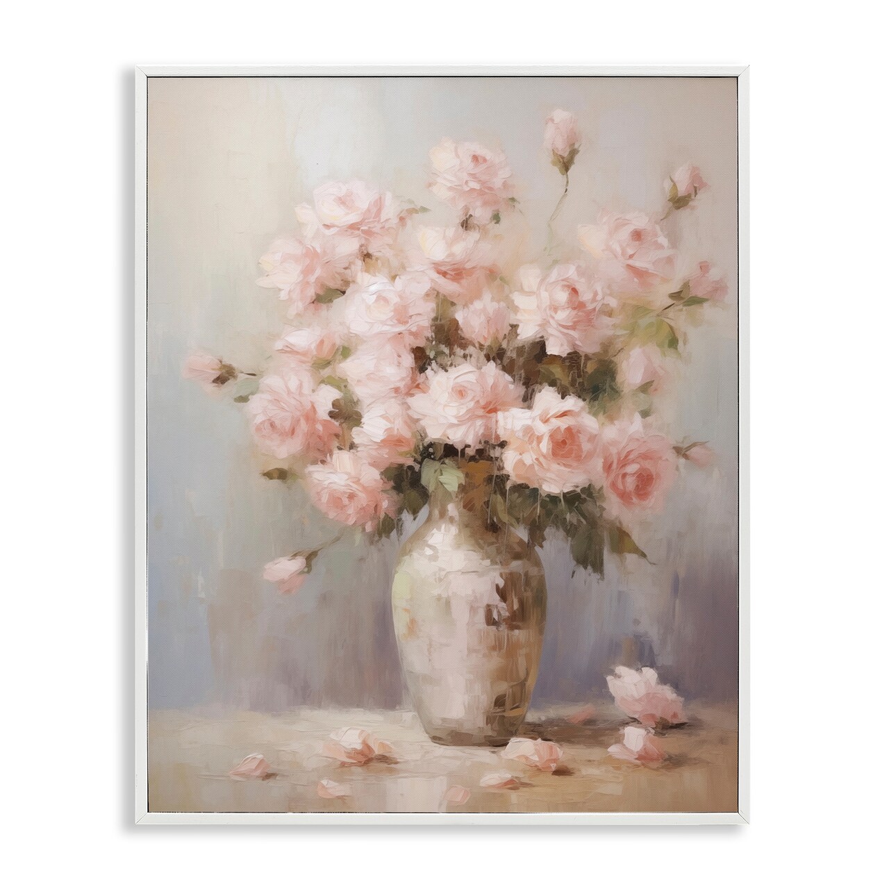 Stupell Industries Dainty Pink Rose Vase Framed Giclee Wall Art Design by Arlington Prints